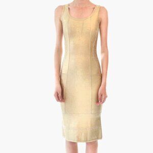NARCES KARI GOLD BANDAGE BODYCON BEADED PARTY DRESS - XS